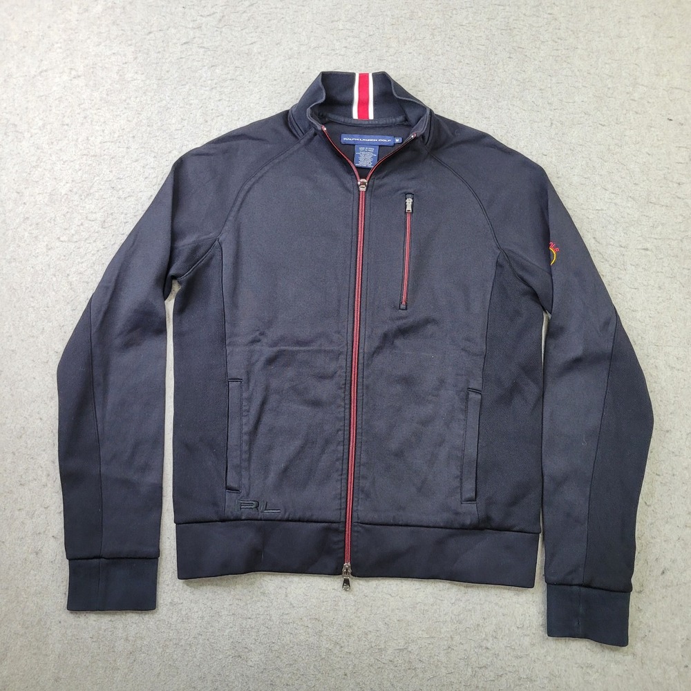 Ralph Lauren Golf Seminole Jacket Mens M Black Full Zip Mock Neck Performance